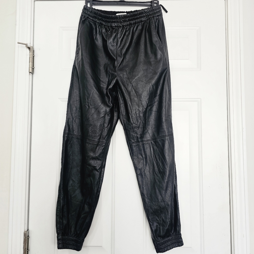 Aritzia Babaton Faux Leather Pants Womens Size 6 Black Ankle